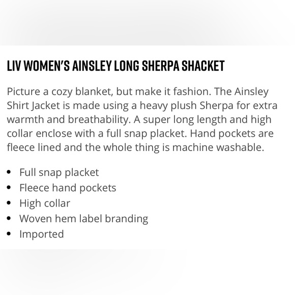 LIV Women's Ainsley Long Sherpa Shacket- Gray, Cream, and Orange - Picture 6 of 7